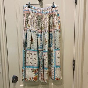 HUNTER BELL Floral Patchwork Midi Skirt in Cream, Blue, Pink